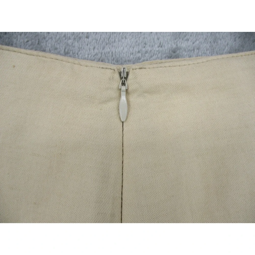 TUZZI Skirt Womens 40 US 10 Linen Blend Flounce Office A Line Artsy‎ Beige Zip